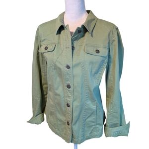 Christopher & Banks “Army Green” Denim Stretch Jacket Size XL